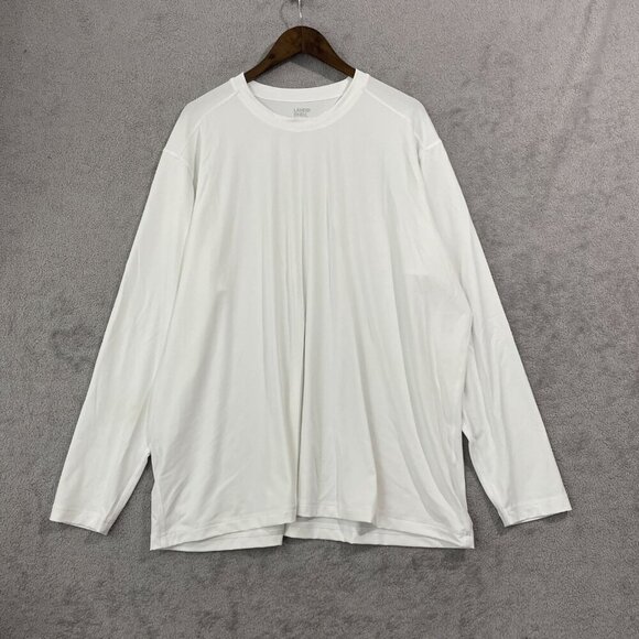 NWOT Lands End Mens XXL White Long-Sleeve T-Shirt Polyester Blend Casual Wear - Picture 2 of 7
